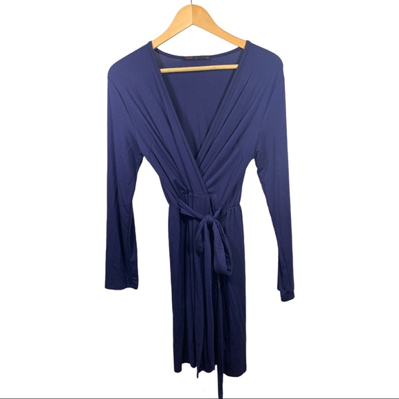 Fraiche by J Dresses & Skirts - FRAICHE BY J Faux Wrap Tie Dress Blue Size Small